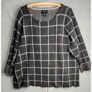 Tunic Sweater Pullover Women's 3X Lagenlook Classic Check Cynthia Rowley READ